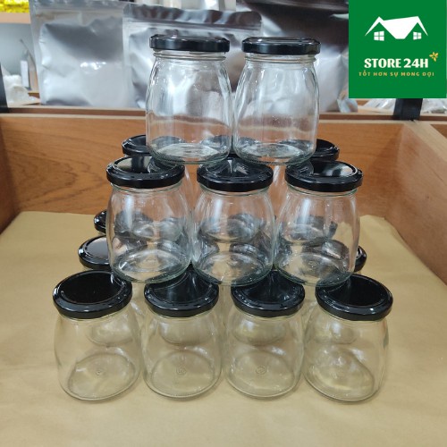 Set hũ thủy tinh lục giác hoặc dáng tròn nắp thiếc 100ml đẳng cấp dùng chưng yến, làm sữa chua, mật ong...