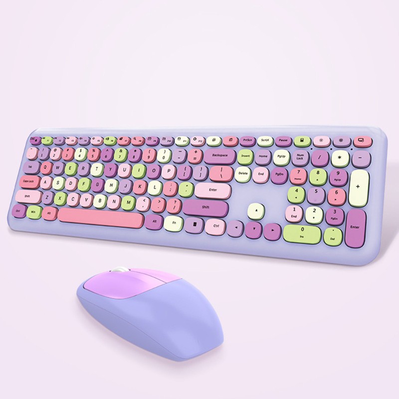 Bàn Phím Không Dây Tích Hợp Chuột Cảm Ứng Nhiều Màu Sắc 2.4g 110 Phím