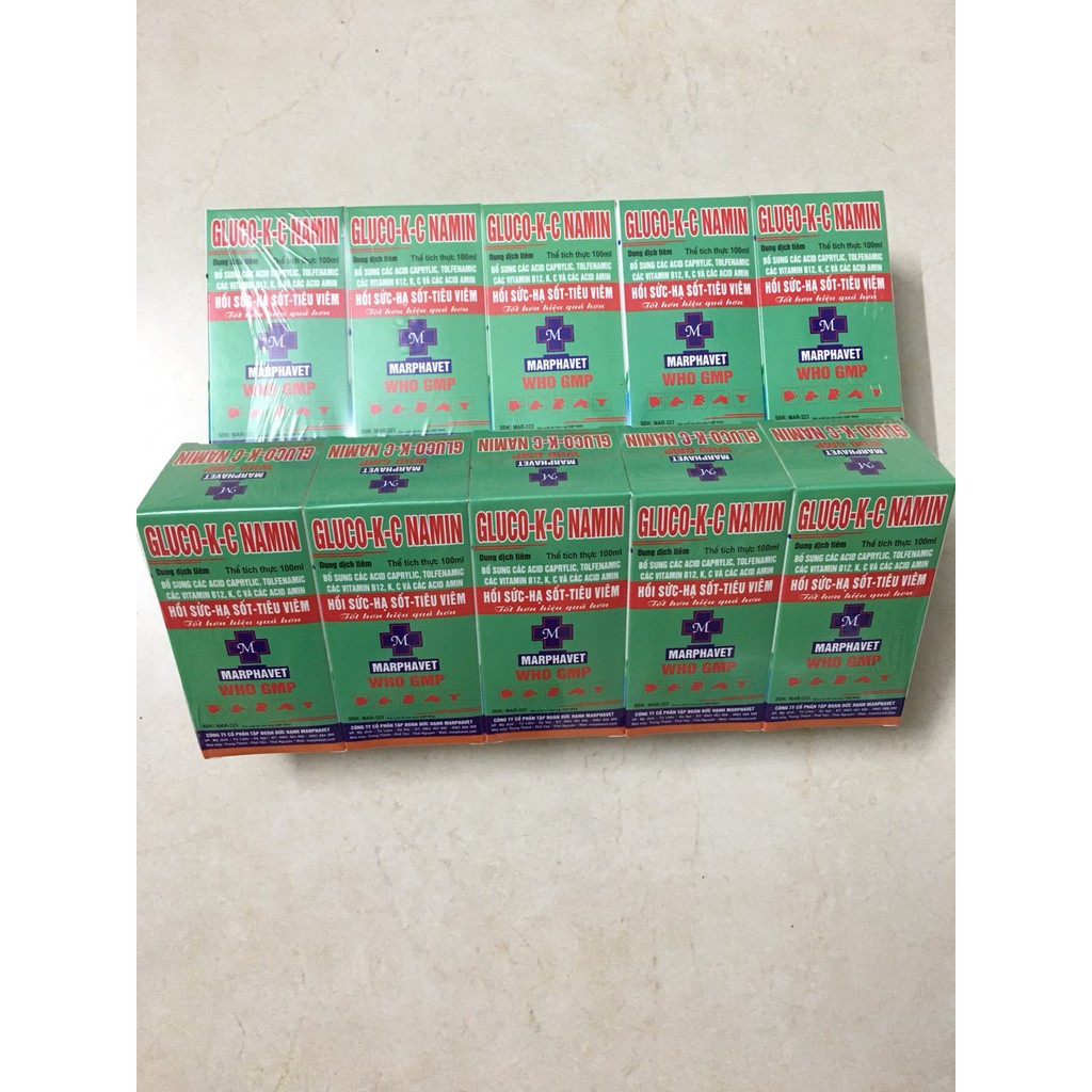 1 lọ GLUCO K C NAMIN HỒI SỨC HẠ SỐT TIÊU VIÊM cho vật nuôi
