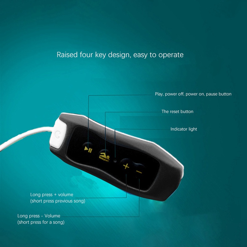 Máy nghe nhạc MP3 4GB màu đen có tai nghe bluetooth dùng khi bơi lội