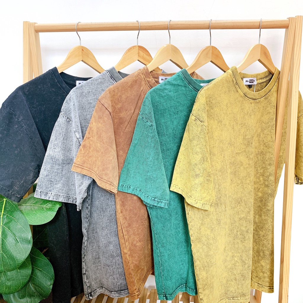 Áo Thun Phông Trơn Wash Basic Tay Lỡ Form Rộng Đen/Xám/Vàng/Nâu/Xanh Lá Unisex Nam Nữ Hot Trend Gen Z, Mr Smile 99 Shop