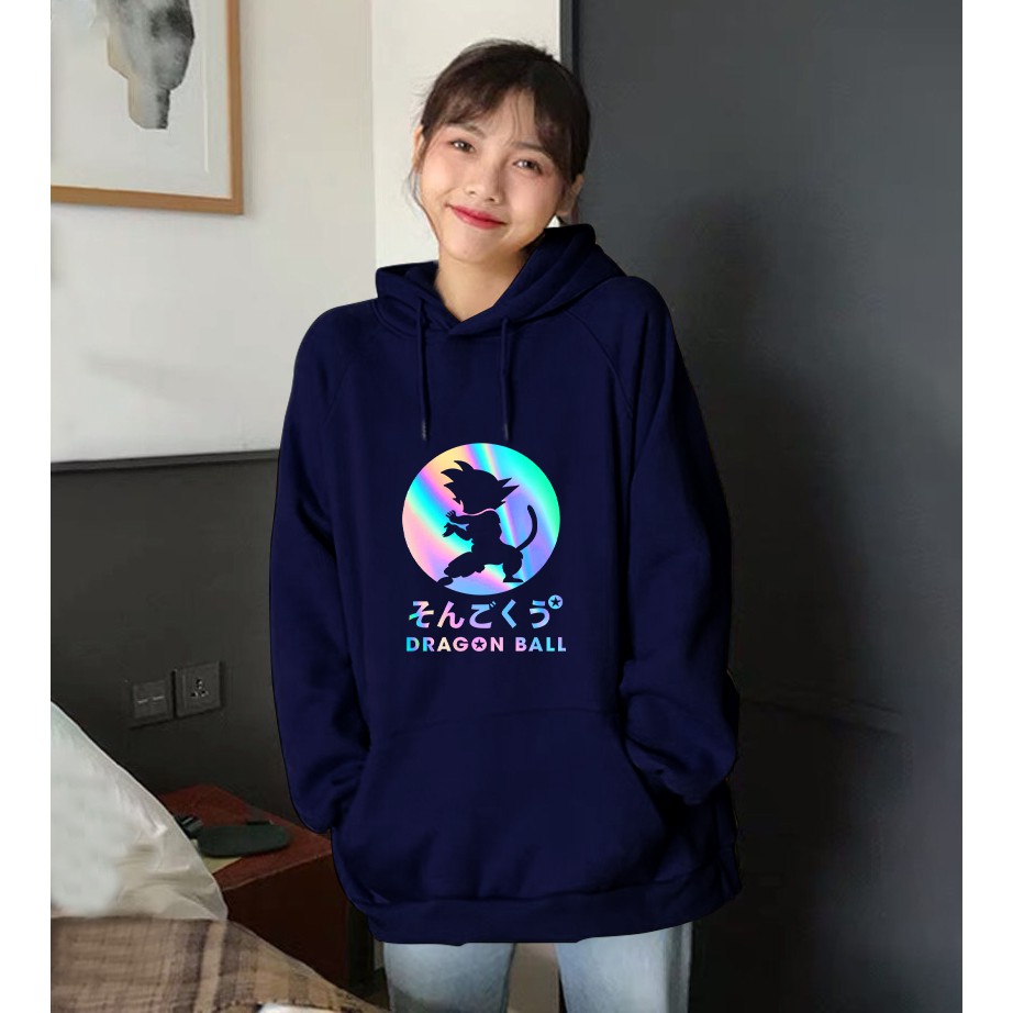 Áo khoác nỉ hoodie phản quang in hình DRAGON BALL Freesize dưới 75kg màu đỏ tươi, True Store đảm bảo, KN33