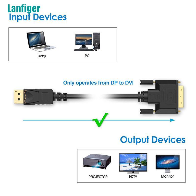 Cáp Chuyển Đổi DP Sang DVI-D Dài 6 Feet 1.8m Mạ Vàng Tiện Dụng