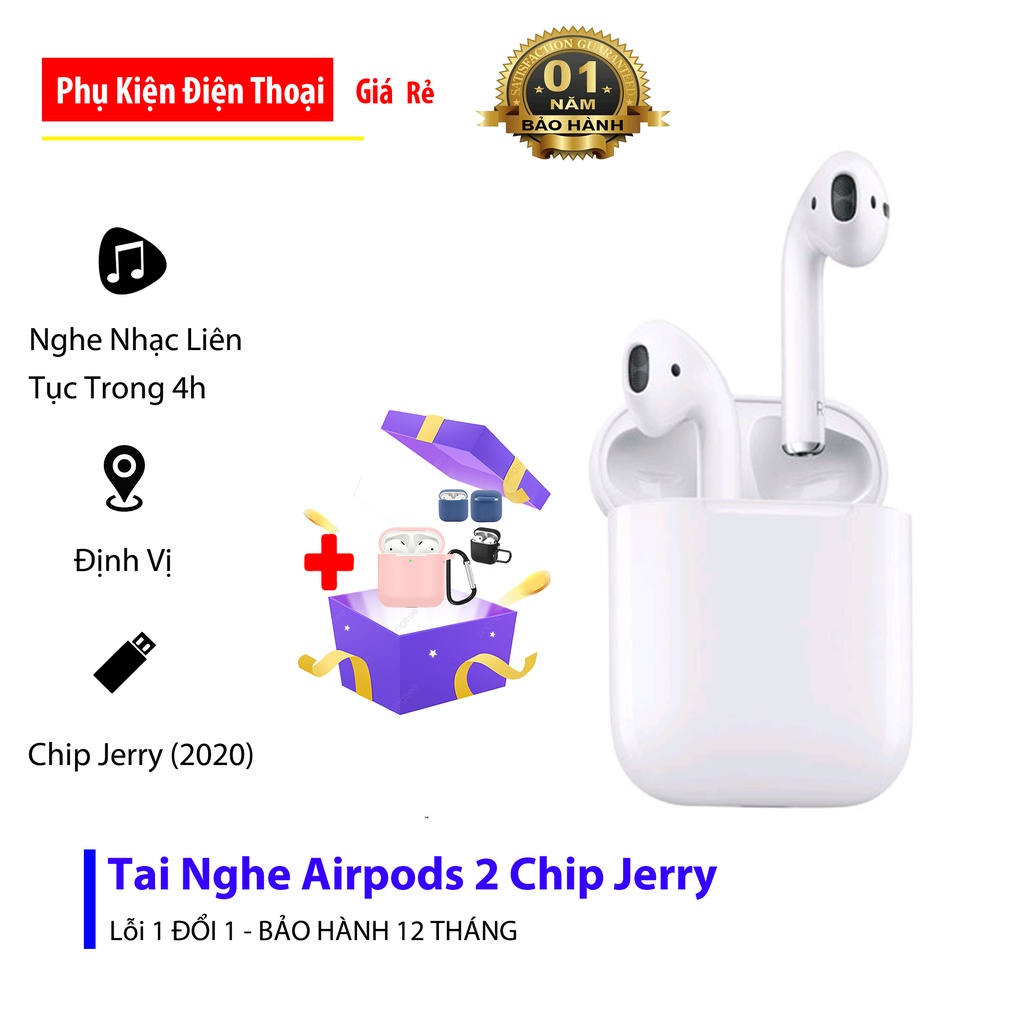 Tai nghe AIRPODS 2 Chip Jerry Bản Cao Cấp - Định Vị - Đổi Tên / Tai nghe Bluetooth AIRPODS 2 Dành cho cả IOS và Android