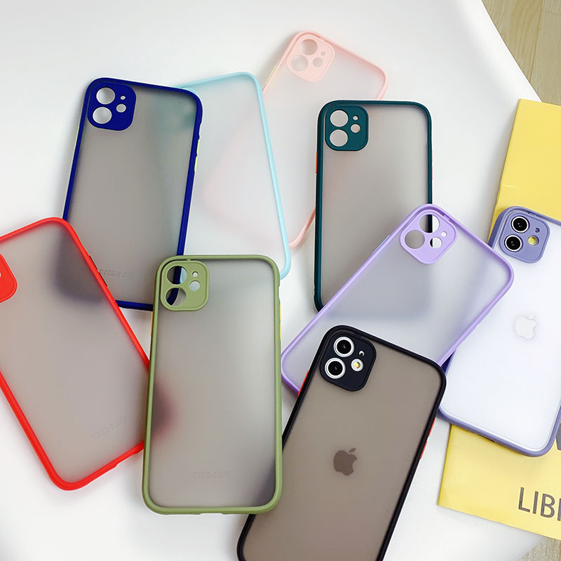 Ốp điện thoại TPU trong mềm mặt nhám kết hợp bảo vệ camera thiết kế đơn giản cho iPhone 11 Pro Max X XS Max  8 7 Plus