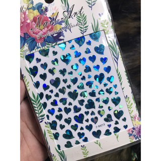 Hình dán móng tay - Sticker dán móng tim Xc xanh