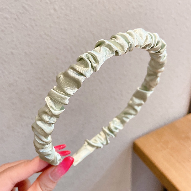 Băng Đô Cài Tóc Bằng Lụa Satin Phối Bèo Dễ Thương Phong Cách Hàn Quốc Cho Cô Dâu