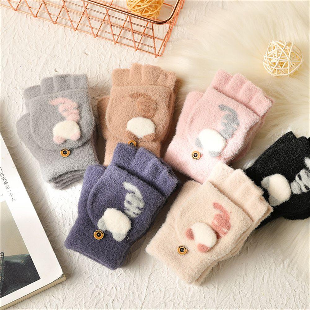 Găng Tay Hở Ngón Họa Tiết Hoạt Hình Thời Trang Mùa Đông