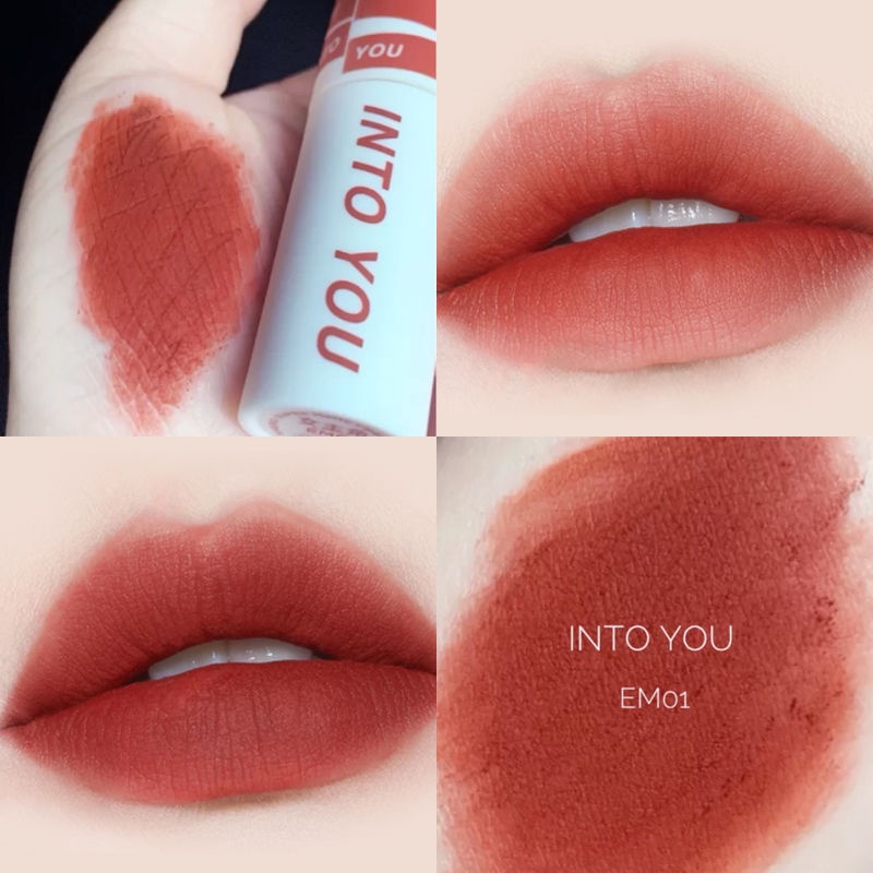 Son Bóng into you Dưỡng Ẩm Màu Trà Sữa EM112 Bề Mặt Mịn Màng Như Nhung Màu Trà Sữa