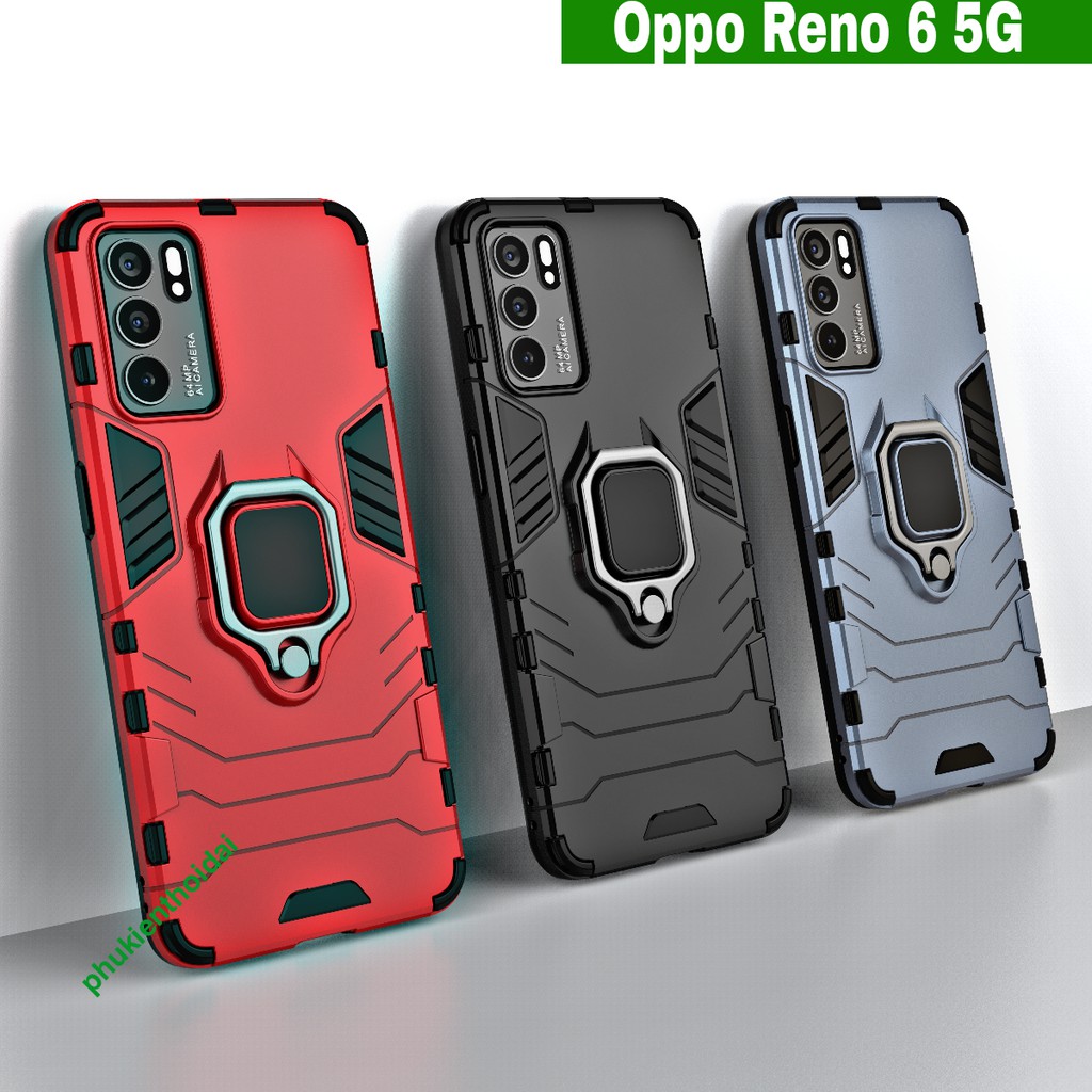 Ốp lưng Oppo Reno 6 5G IRON MAN IRING chống sốc giá đỡ xem phim cao cấp