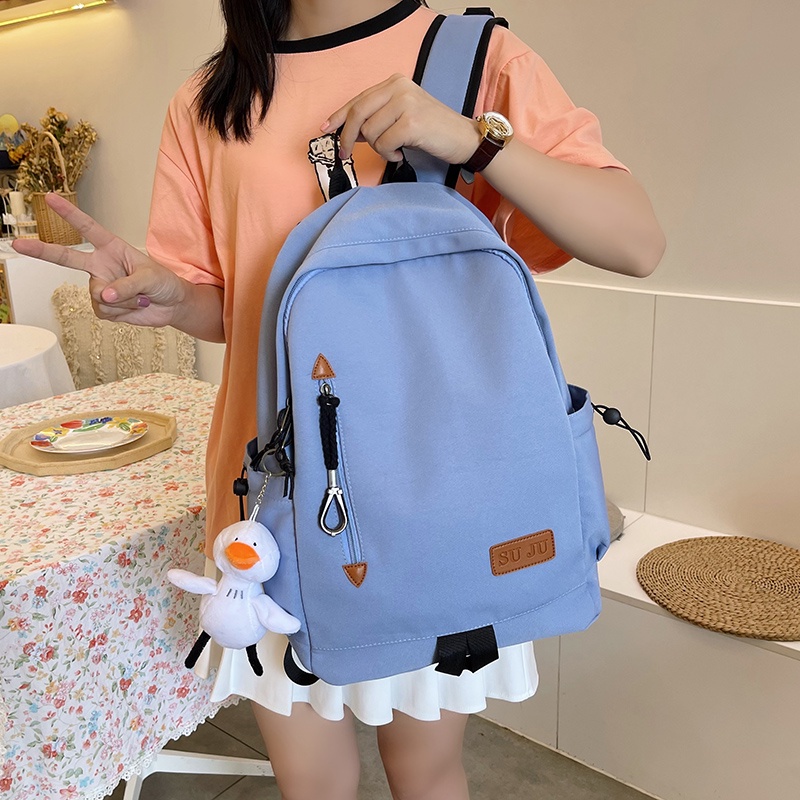 Ba lô Prettyzys thời trang Hàn Quốc 2021 14 inch phong cách học đường cho nữ