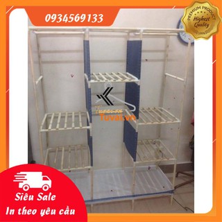 TỦ VẢI 3 BUỒNG KHUNG GỖ