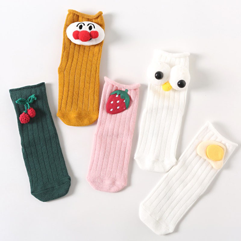 Vớ Cotton Cổ Cao Họa Tiết Hoạt Hình Dễ Thương Thời Trang Thu Đông Cho Bé