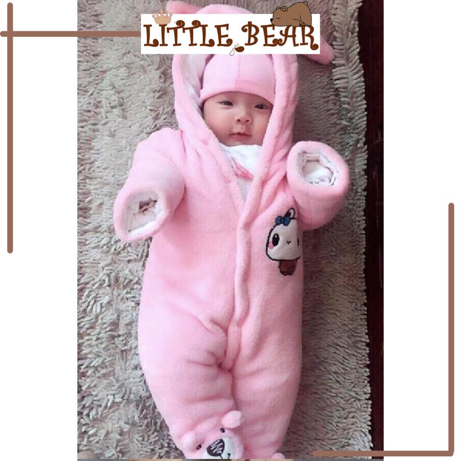 Bộ Ủ Toàn Thân Bông Liền Tất Dày Dặn Cho Bé 0-12 Tháng - Little Bear