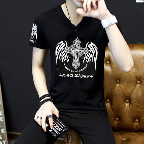 Áo thun ngắn tay in họa tiết phong cách Hàn Quốc cỡ lớn dành cho nam