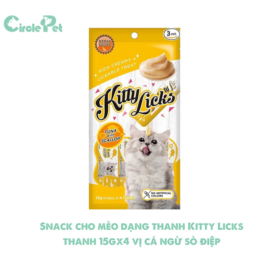 Snack Cho Mèo Dạng Thanh Kitty Licks Hỗ Trợ Biếng Ăn Bổ Sung Dưỡng Chất Cho Mèo Con 15gx4