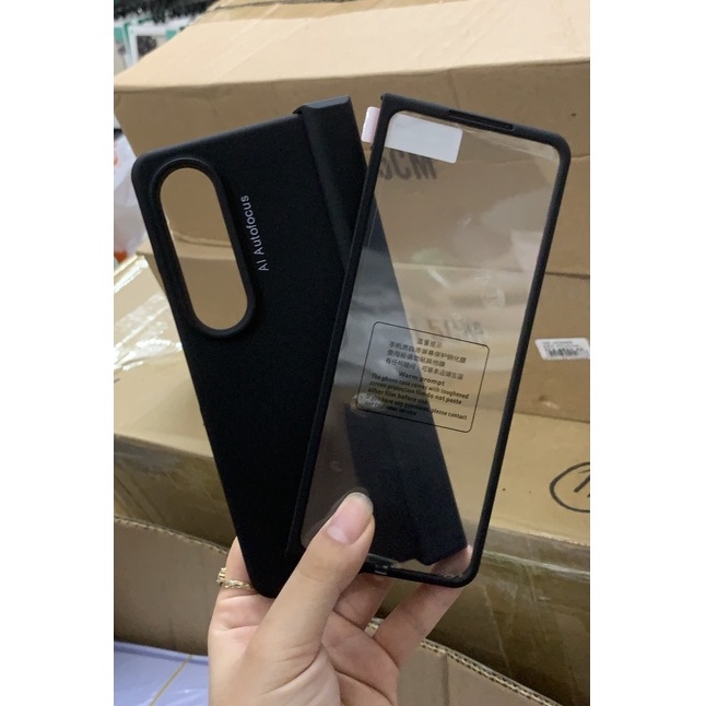 Ốp điện thoại PC cứng màu chống sốc, chống bẩn, chống va đập cho Samsung Galaxy có mặt kính bảo vệ máy Z FOLD 4 ZFOLD4