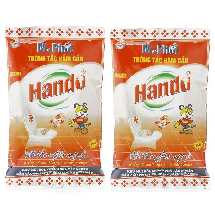 Bộ 2 gói bột thông tắc hầm cầu bể phốt Hando 215Gr