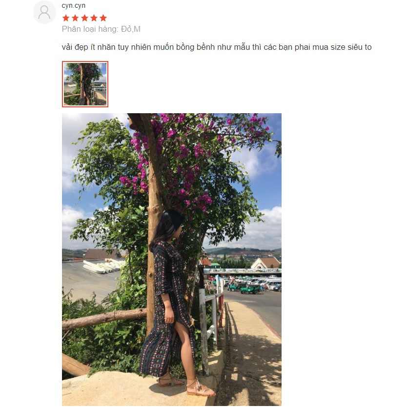 Váy Thổ Cẩm Tay Lửng Họa Tiết Dáng Dài Xẻ Tà Cổ V Kèm Đai V00140 | BigBuy360 - bigbuy360.vn