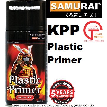 LÓT NHỰA NHÁM KPP Chai sơn xịt Samurai KPP _ Chất xử lý lót nhựa nhám, mủ đen - Plastic Primer - shop uy tín