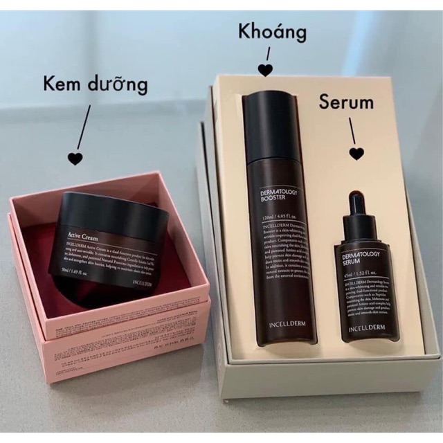 [Mã FMCG0505 giảm 100K đơn 1500K] Incellderm- Bộ 3 dưỡng da căng bóng incellderm Hàn Quốc