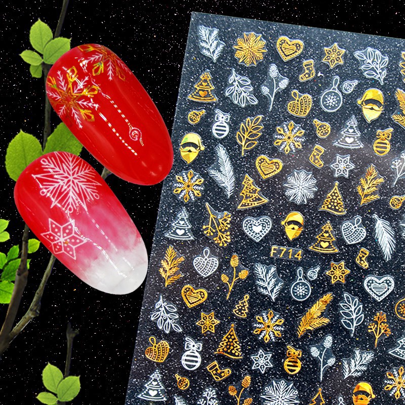 Sticker  Noel, Bông Tuyết Mẫu Mới dán lụa 5d- Trang Trí Móng Nail Nghệ Thuật Mùa Giáng Sinh 2021