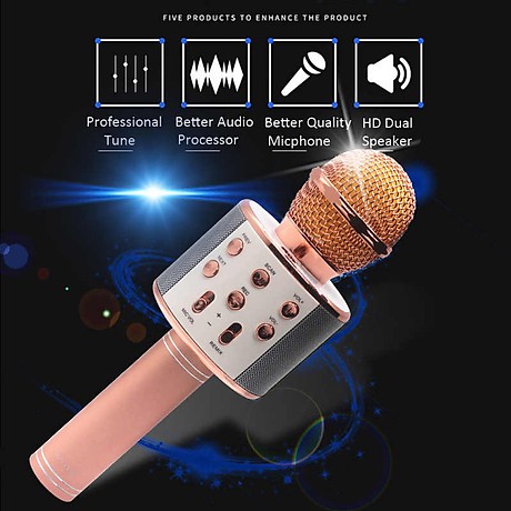 Mic Hát Karaoke Kèm Loa Bluetooth WS-858 Đa Năng