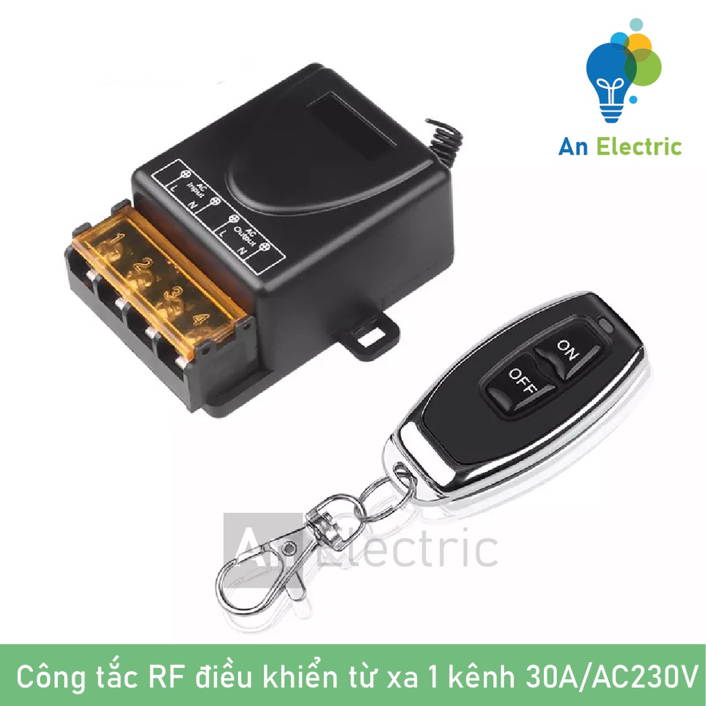 Công tắc điều khiển từ xa 220V 100m công suất cao ngõ ra 30A bật tắt thiết bị chiếu sáng, máy bơm, quạt