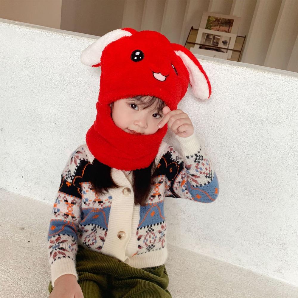 MIHAN1 Set Mũ Len Kèm Khăn Choàng Cổ Họa Tiết Hoạt Hình Dễ Thương Ấm Áp