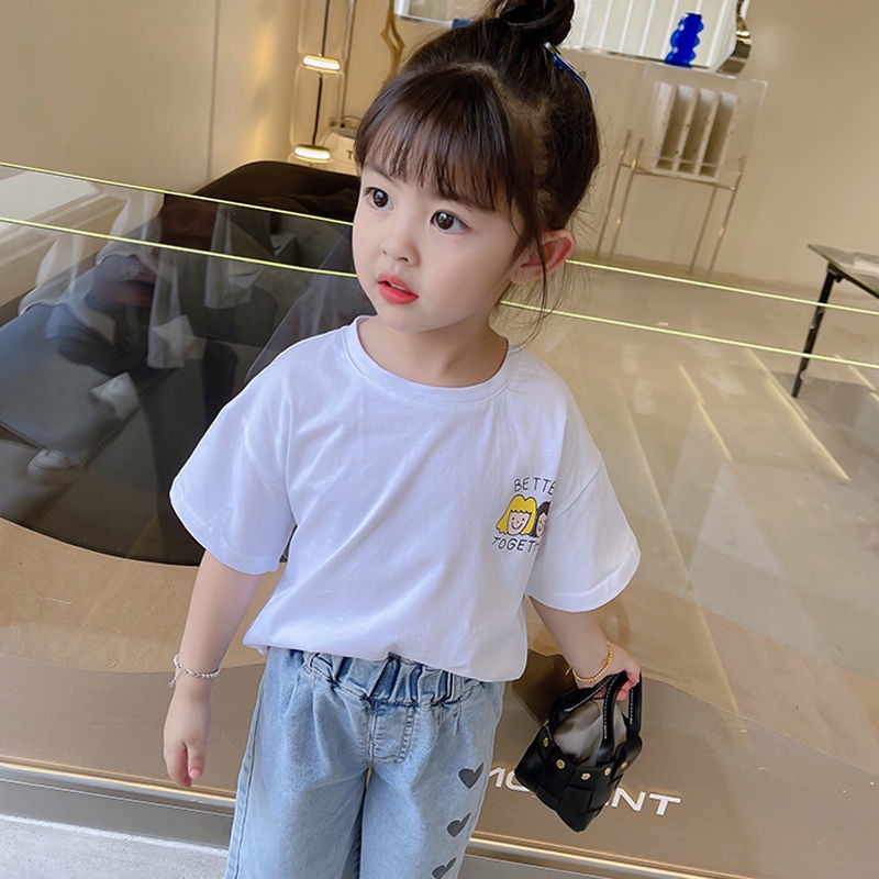 Áo Thun Tay Ngắn Họa Tiết Hoạt Hình Thời Trang 2022 Cho Bé Gái