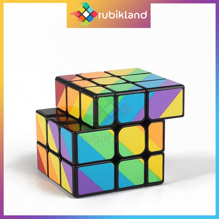 Rubik 3x3 YJ Unequal Six-Color Mirror Cube Rubic Biến Thể 3 Tầng Cầu Vồng Đồ Chơi Trí Tuệ Trẻ Em