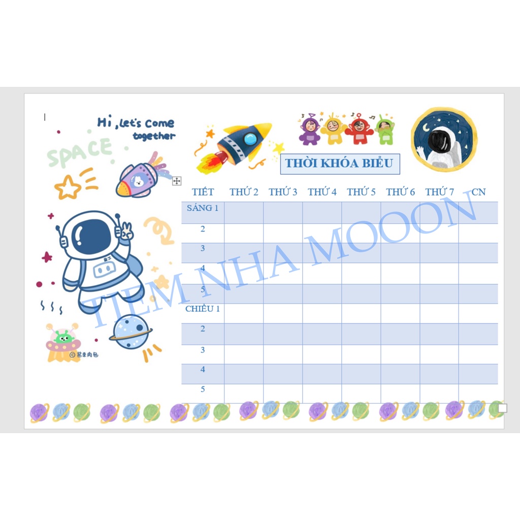 Thời khoá biểu hoạt hình nhiều mẫu