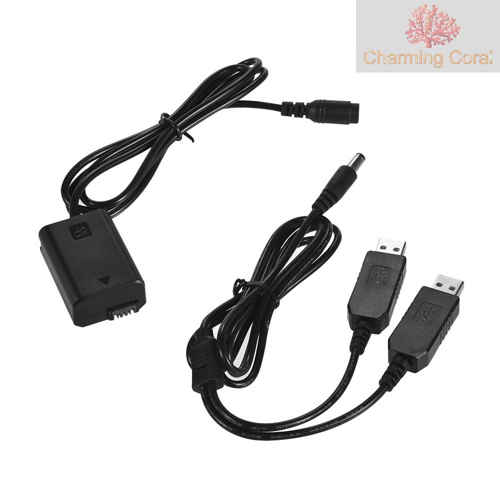 CTOY Andoer Dual USB Power Kit AC Adapter Replacement NP-FW50 DC Coupler Dummy Battery Fully Decoded for Sony NEX-3 series, NEX-5N/5R/5C/5T series, NEX-6 series, NEX-7 series, a5000, a6300, a6000, A33,DSC-RX10 RX10 II Camera