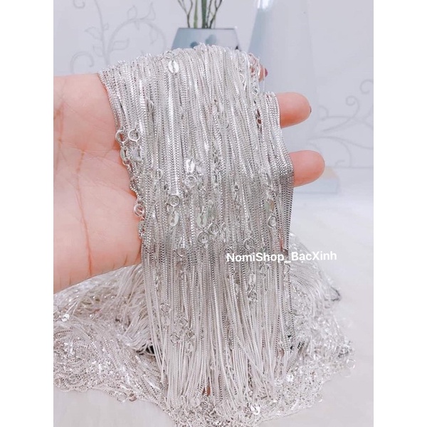 Dây chuyền vuông bạc italy nhập khẩu, sáng đẹp lấp lánh xịn sang Mainomi Shop Bạc Xinh