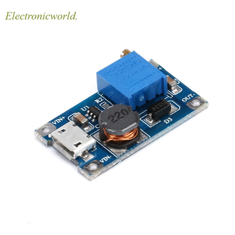 Set 5 mô đun tăng áp Mt3608 Dc-Dc 2a từ Micro Usb 2v - 24v sang 5v 9v 12v 28v Lm2577