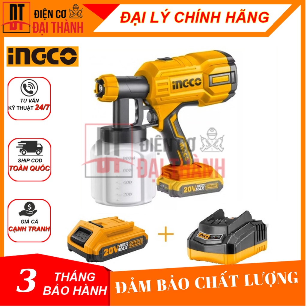 Máy phun sơn dùng pin Ingco CSGLI2001 ( bao gồm Pin + Sạc)