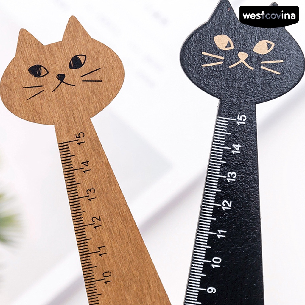 [Hot]✍Thước Gỗ Thẳng Hình Mèo Hoạt Hình Sáng Tạo