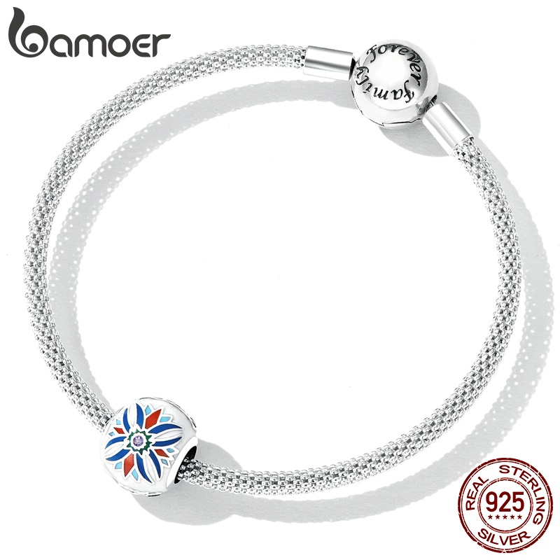 BAMOER Vòng cổ Bạc 925 Mặt Hình Hoa Sen Đính Đá Thời Trang Cho Nữ