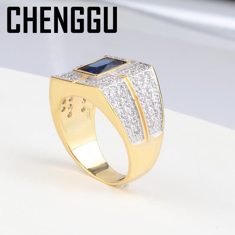 Nhẫn Mạ Vàng Trắng 14k Đính Đá Moissanite Tự Nhiên Phong Cách Hip Hop Cho Nam