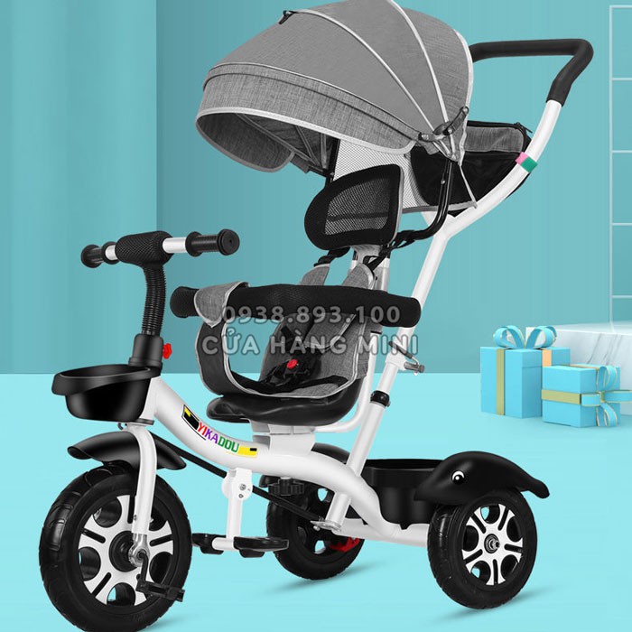 【CỰC RẺ】Xe Đạp Đẩy 3 Bánh Cho Bé SpaceBaby Có Mái Che Full Phụ Kiện Như Hình (Bảo Hành 3 Tháng)