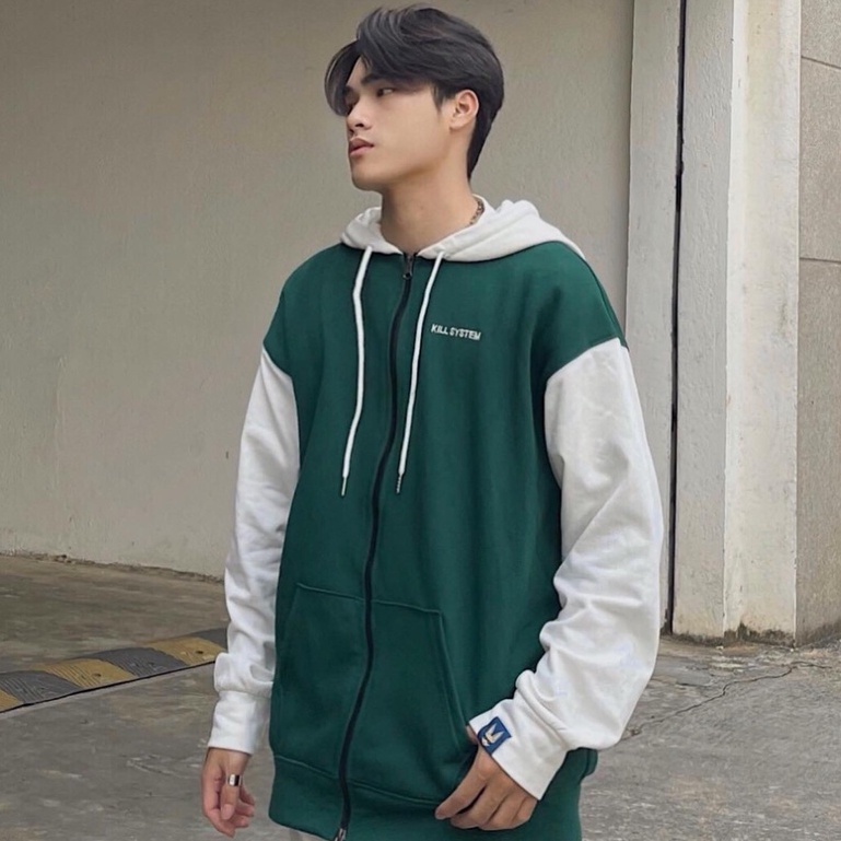 Áo khoác hoodie zip Kill System 22 MOOD nhiều màu, oversize có nón nam nữ, vải chân cua nỉ bông tay ráp lăng unisex
