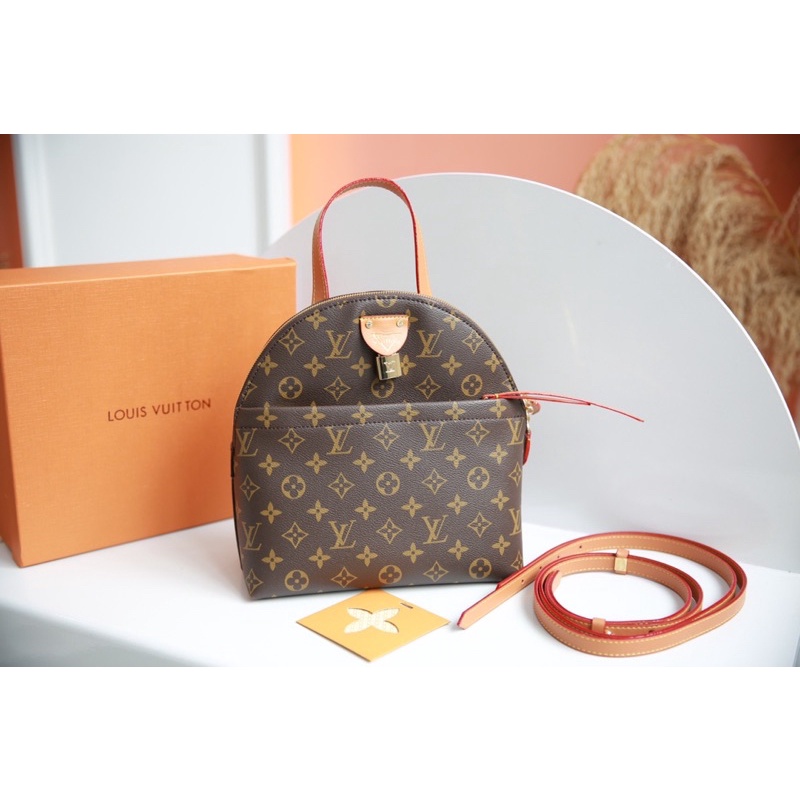 LV MOON BAGBACK fullbox nguyên seal ruy băng xịn xò duy nhất 1 mầu hoa nâu viền ngả mầu mật ong size 25cm