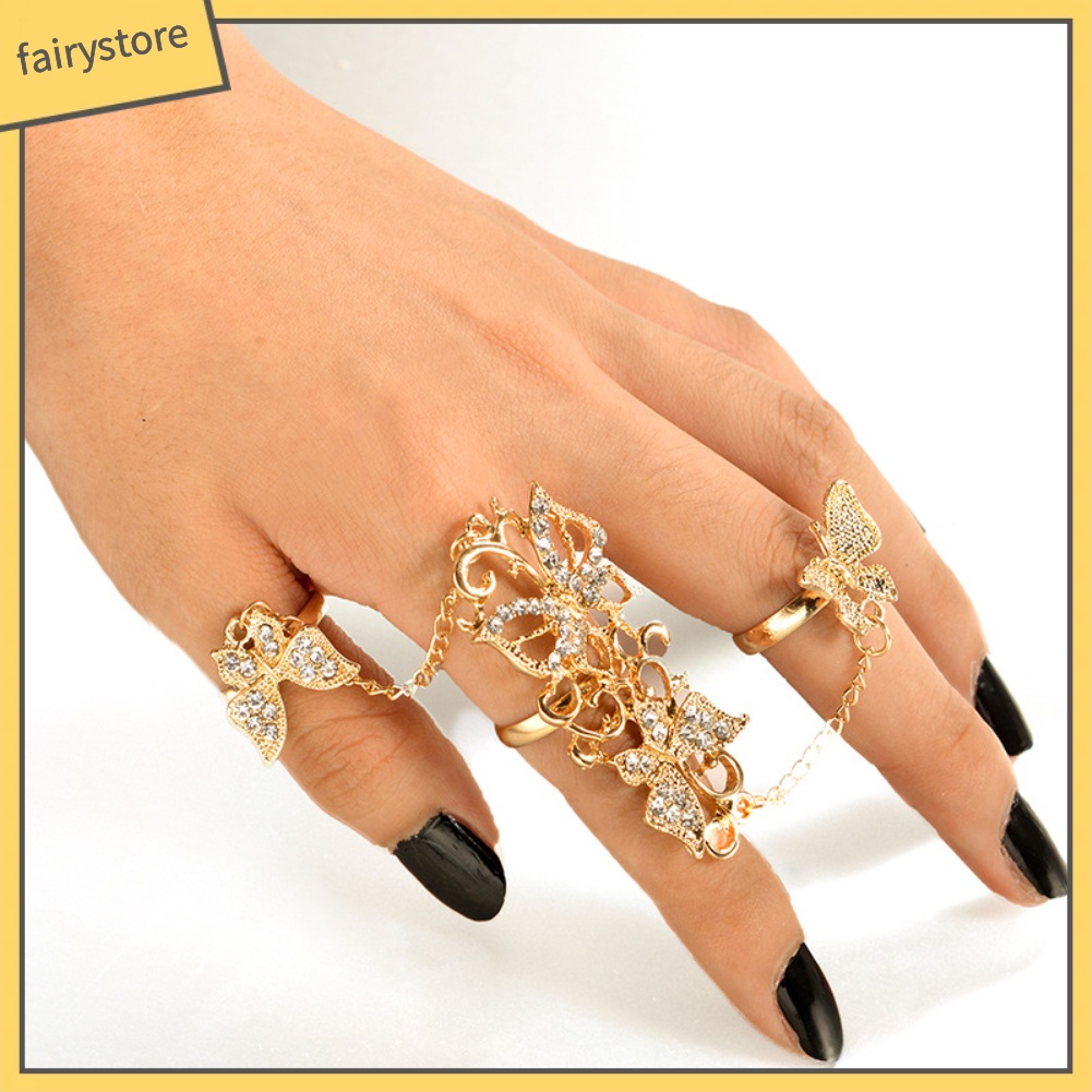 Nhẫn Hợp Kim Hình Bướm Đính Đá Xinh Xắn Cho Nữ