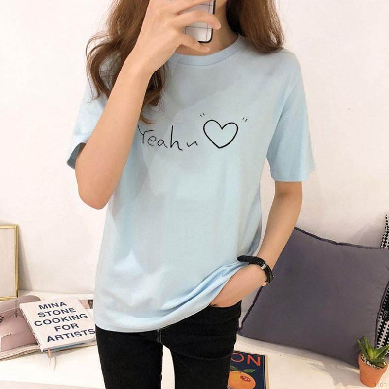 Áo thun nữ ngắn tay in chữ nhiều màu sắc