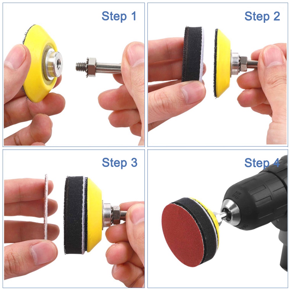 Set 100 Tấm Giấy Nhám 2Inch/50mm 80-3000 Grit Kèm Trục Xoay 6mm