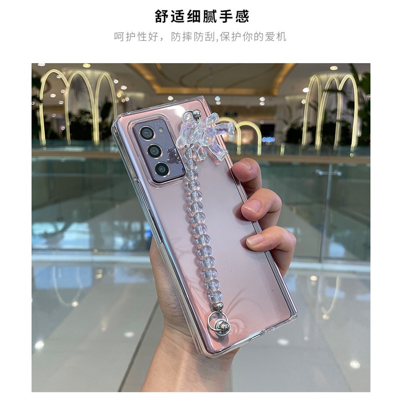 Bao Da Điện Thoại Trong Suốt Màu laser Hình Gấu diy Cho samsung galaxy z fold 5 4 3 2 5g Ốp