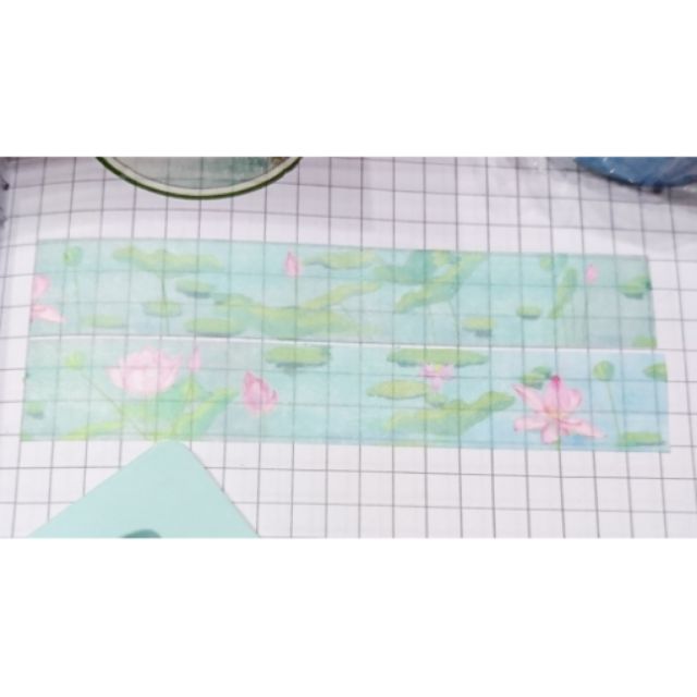 Băng dính trang trí Washi tape mẫu hoa sen 1