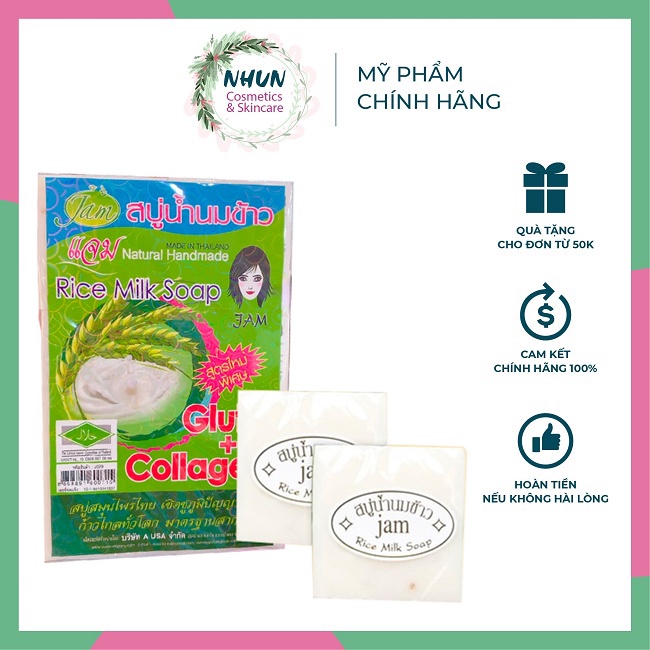 Xà phòng tắm Sữa Cám Gạo Thái Lan JAM RICE MILK SOAP 50g (Nhungshika)