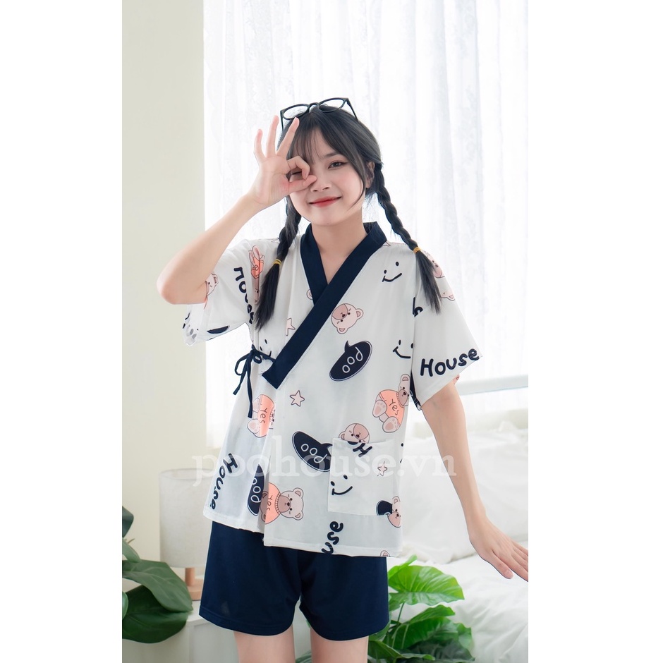 [Nhiều mẫu] Bộ đồ mặc nhà Pijama kimono ngủ chất liệu cotton, thiết kế đồ ngủ kiểu Nhật bản - Poohouse Pyjama | BigBuy360 - bigbuy360.vn