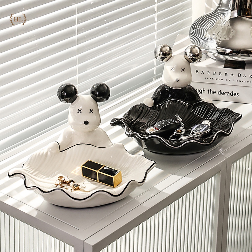 Đĩa đựng chìa khóa - kẹo hình Gấu BearBrick sang chảnh chất liệu sứ cao cấp ( Hàng Có Sẵn )